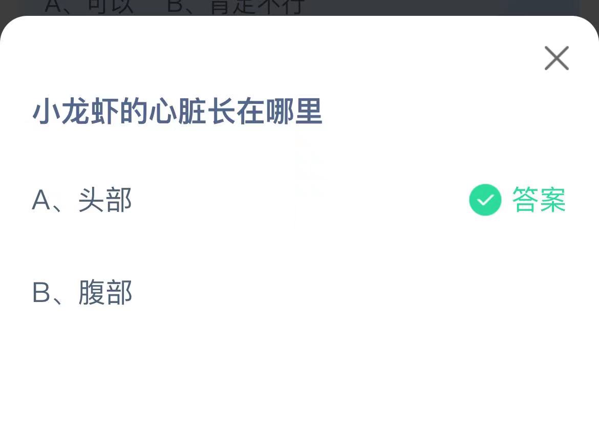 《支付宝》小龙虾的心脏长在哪里12月4日最新答案