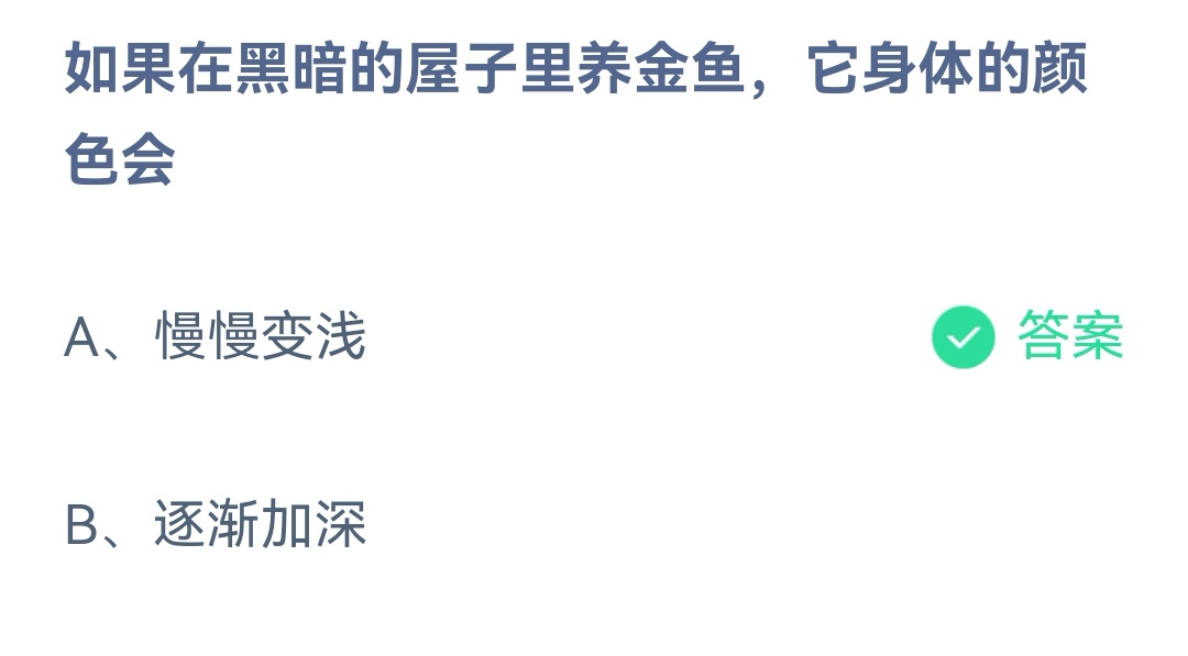 《支付宝》黑暗的屋子里养金鱼它身体的颜色12月10日最新答案